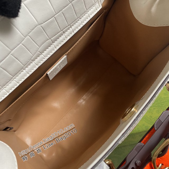 Gucci新款女包 古馳鱷魚紋牛皮竹節包 竹節提手雙G配件 Gucci小號托特包 660195  ydg3298
